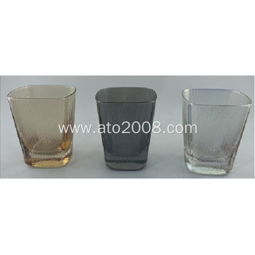 Tumbler Square Glass With Pinhole Electroplate Color
